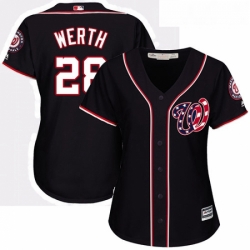 Womens Majestic Washington Nationals 28 Jayson Werth Authentic Navy Blue Alternate 2 Cool Base MLB Jersey