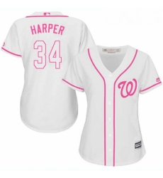 Womens Majestic Washington Nationals 34 Bryce Harper Authentic White Fashion Cool Base MLB Jersey