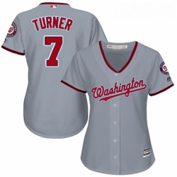 Womens Majestic Washington Nationals 7 Trea Turner Replica Grey Road Cool Base MLB Jersey