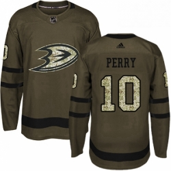 Mens Adidas Anaheim Ducks 10 Corey Perry Premier Green Salute to Service NHL Jersey 