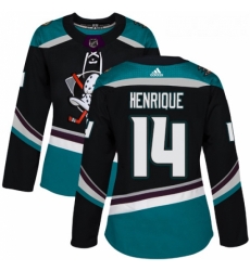 Womens Adidas Anaheim Ducks 14 Adam Henrique Authentic Black Teal Third NHL Jersey 