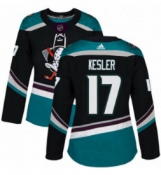 Womens Adidas Anaheim Ducks 17 Ryan Kesler Authentic Black Teal Third NHL Jersey 