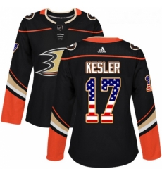 Womens Adidas Anaheim Ducks 17 Ryan Kesler Authentic Black USA Flag Fashion NHL Jersey 