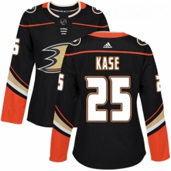 Womens Adidas Anaheim Ducks 25 Ondrej Kase Premier Black Home NHL Jersey 