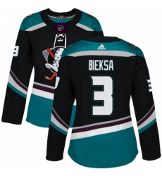 Womens Adidas Anaheim Ducks 3 Kevin Bieksa Authentic Black Teal Third NHL Jersey 