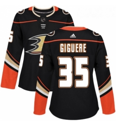 Womens Adidas Anaheim Ducks 35 Jean Sebastien Giguere Premier Black Home NHL Jersey 