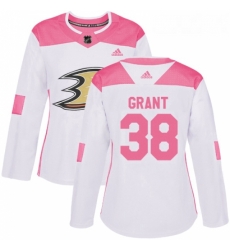 Womens Adidas Anaheim Ducks 38 Derek Grant Authentic WhitePink Fashion NHL Jersey 