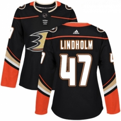 Womens Adidas Anaheim Ducks 47 Hampus Lindholm Premier Black Home NHL Jersey 