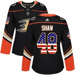 Womens Adidas Anaheim Ducks 48 Logan Shaw Authentic Black USA Flag Fashion NHL Jersey 