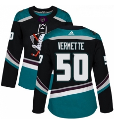 Womens Adidas Anaheim Ducks 50 Antoine Vermette Authentic Black Teal Third NHL Jersey 