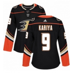 Womens Adidas Anaheim Ducks 9 Paul Kariya Authentic Black Home NHL Jersey 