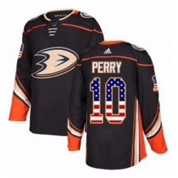 Youth Adidas Anaheim Ducks 10 Corey Perry Authentic Black USA Flag Fashion NHL Jersey 