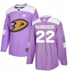 Youth Adidas Anaheim Ducks 22 Dennis Rasmussen Authentic Purple Fights Cancer Practice NHL Jersey 