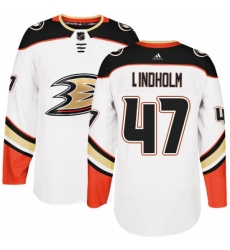 Youth Adidas Anaheim Ducks 47 Hampus Lindholm Authentic White Away NHL Jersey 