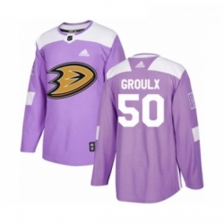 Youth Adidas Anaheim Ducks 50 Benoit Olivier Groulx Authentic Purple Fights Cancer Practice NHL Jersey 