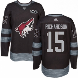 Mens Adidas Arizona Coyotes 15 Brad Richardson Authentic Black 1917 2017 100th Anniversary NHL Jersey 