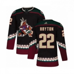 Mens Adidas Arizona Coyotes 22 Barrett Hayton Premier Black Alternate NHL Jerse