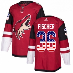 Mens Adidas Arizona Coyotes 36 Christian Fischer Authentic Red USA Flag Fashion NHL Jersey 