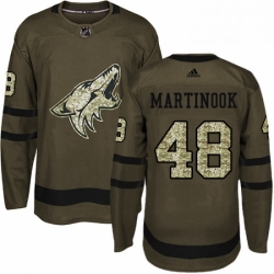 Mens Adidas Arizona Coyotes 48 Jordan Martinook Authentic Green Salute to Service NHL Jersey 