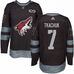 Mens Adidas Arizona Coyotes 7 Keith Tkachuk Authentic Black 1917 2017 100th Anniversary NHL Jersey 