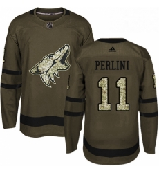 Youth Adidas Arizona Coyotes 11 Brendan Perlini Authentic Green Salute to Service NHL Jersey 