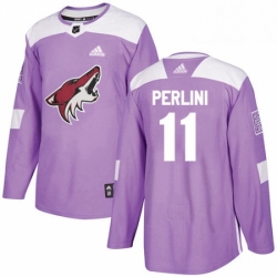 Youth Adidas Arizona Coyotes 11 Brendan Perlini Authentic Purple Fights Cancer Practice NHL Jersey 