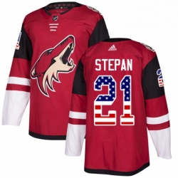 Youth Adidas Arizona Coyotes 21 Derek Stepan Authentic Red USA Flag Fashion NHL Jersey 