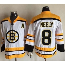 CCM Throwback Bruins  #8 Cam Neely White Stitched NHL Jersey