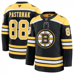 Men Boston Bruins 88 David Pastrnak Black 2024 25 Home Stitched Hockey Jersey