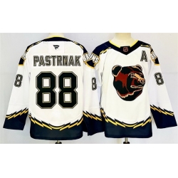 Men Boston Bruins 88 David Pastrnak White 2024 25 With A Patch Reverse Retro Home Stitched Hockey Jersey