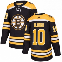 Mens Adidas Boston Bruins 10 Anders Bjork Premier Black Home NHL Jersey 