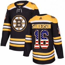 Mens Adidas Boston Bruins 16 Derek Sanderson Authentic Black USA Flag Fashion NHL Jersey 