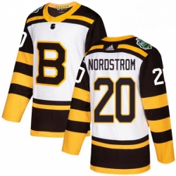 Mens Adidas Boston Bruins 20 Joakim Nordstrom Authentic White 2019 Winter Classic NHL Jerse