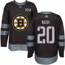 Mens Adidas Boston Bruins 20 Riley Nash Authentic Black 1917 2017 100th Anniversary NHL Jersey 