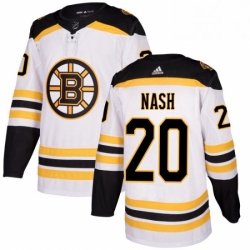 Mens Adidas Boston Bruins 20 Riley Nash Authentic White Away NHL Jersey 