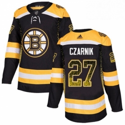 Mens Adidas Boston Bruins 27 Austin Czarnik Authentic Black Drift Fashion NHL Jersey 