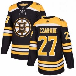 Mens Adidas Boston Bruins 27 Austin Czarnik Authentic Black Home NHL Jersey 