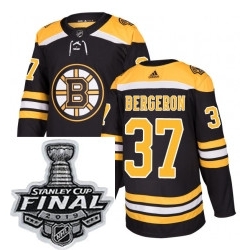 Mens Adidas Boston Bruins 37 Patrice Bergeron Authentic Black Home NHL Jersey