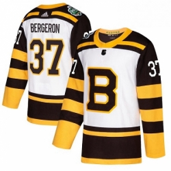 Mens Adidas Boston Bruins 37 Patrice Bergeron Authentic White 2019 Winter Classic NHL Jersey 