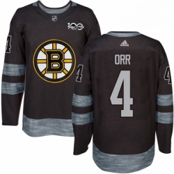 Mens Adidas Boston Bruins 4 Bobby Orr Premier Black 1917 2017 100th Anniversary NHL Jersey 