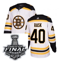 Mens Adidas Boston Bruins 40 Tuukka Rask Authentic White Away NHL Jersey