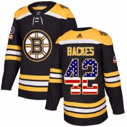 Mens Adidas Boston Bruins 42 David Backes Authentic Black USA Flag Fashion NHL Jersey 