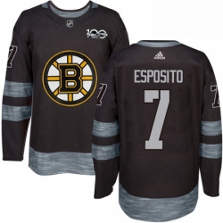 Mens Adidas Boston Bruins 7 Phil Esposito Authentic Black 1917 2017 100th Anniversary NHL Jersey 