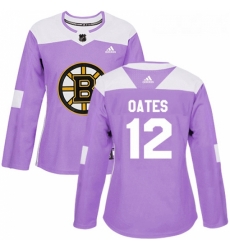 Womens Adidas Boston Bruins 12 Adam Oates Authentic Purple Fights Cancer Practice NHL Jersey 