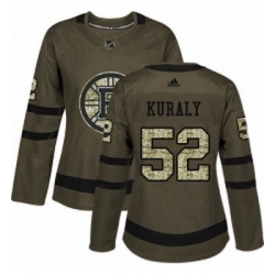 Womens Adidas Boston Bruins 52 Sean Kuraly Authentic Green Salute to Service NHL Jersey 