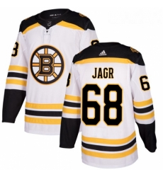 Womens Adidas Boston Bruins 68 Jaromir Jagr Authentic White Away NHL Jersey 