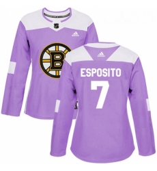 Womens Adidas Boston Bruins 7 Phil Esposito Authentic Purple Fights Cancer Practice NHL Jersey 