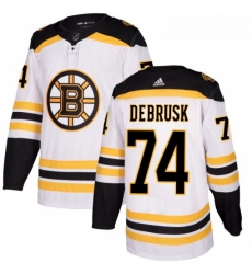 Womens Adidas Boston Bruins 74 Jake DeBrusk Authentic White Away NHL Jersey 