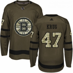 Youth Adidas Boston Bruins 47 Torey Krug Premier Green Salute to Service NHL Jersey 