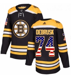 Youth Adidas Boston Bruins 74 Jake DeBrusk Authentic Black USA Flag Fashion NHL Jersey 